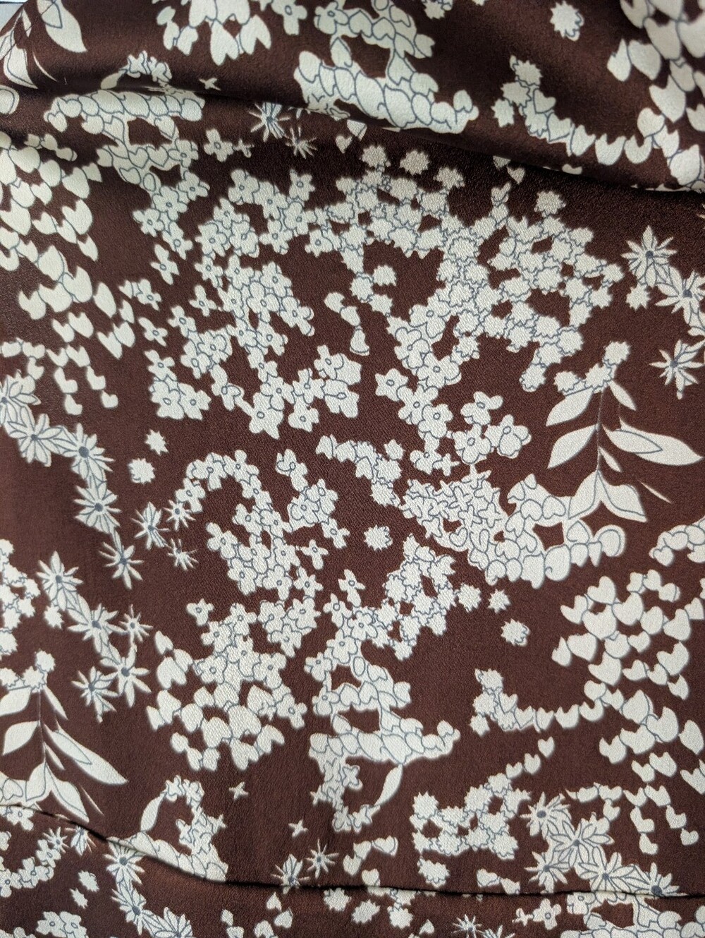 Heartloom Chocolate Brown Floral Halter Midi Dress Size M Asymmetrical Hem - Picture 3 of 8
